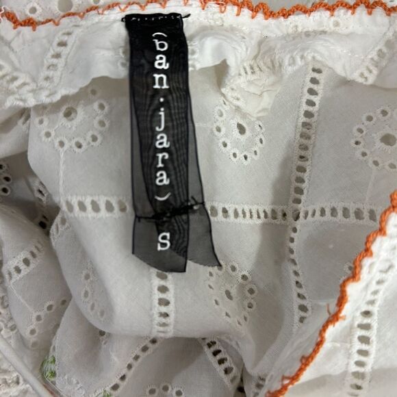 BanJara Boho White Cotton Eyelet Detailing Embroidering Top Size S - Picture 4 of 7